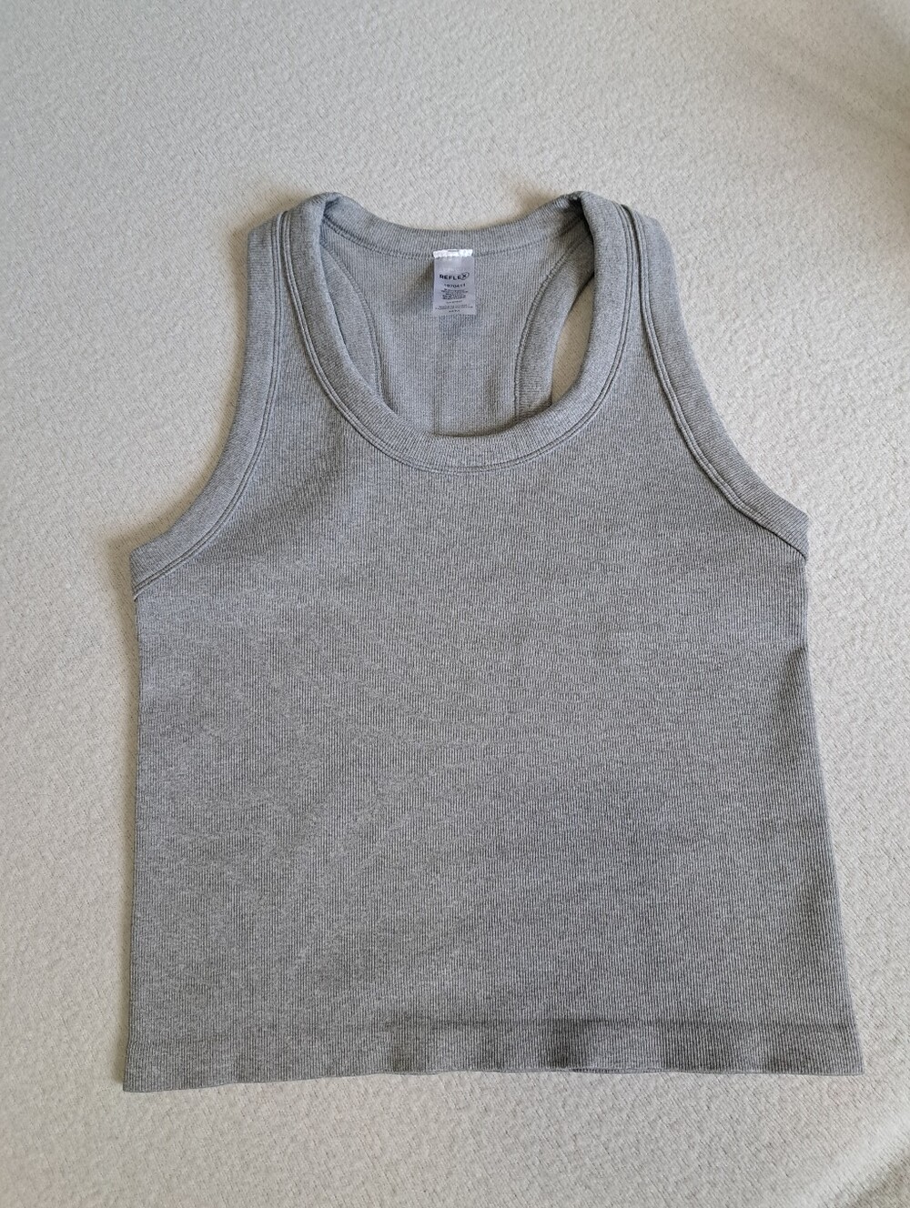 Reflex Tank Racer Back Ribbed Seamless Grey Women's Size Medium Casual Stretch